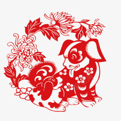 剪纸狗素材