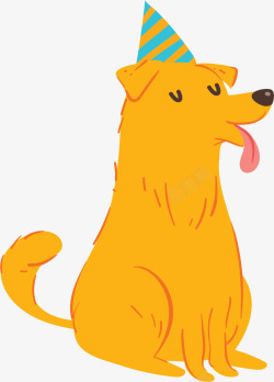 大黄狗过生日的卡通黄狗矢量图高清图片