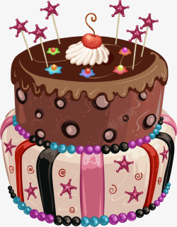 卡通双层生日蛋糕素材