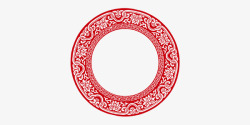 红色喜庆剪纸圆形边框装饰图案素材