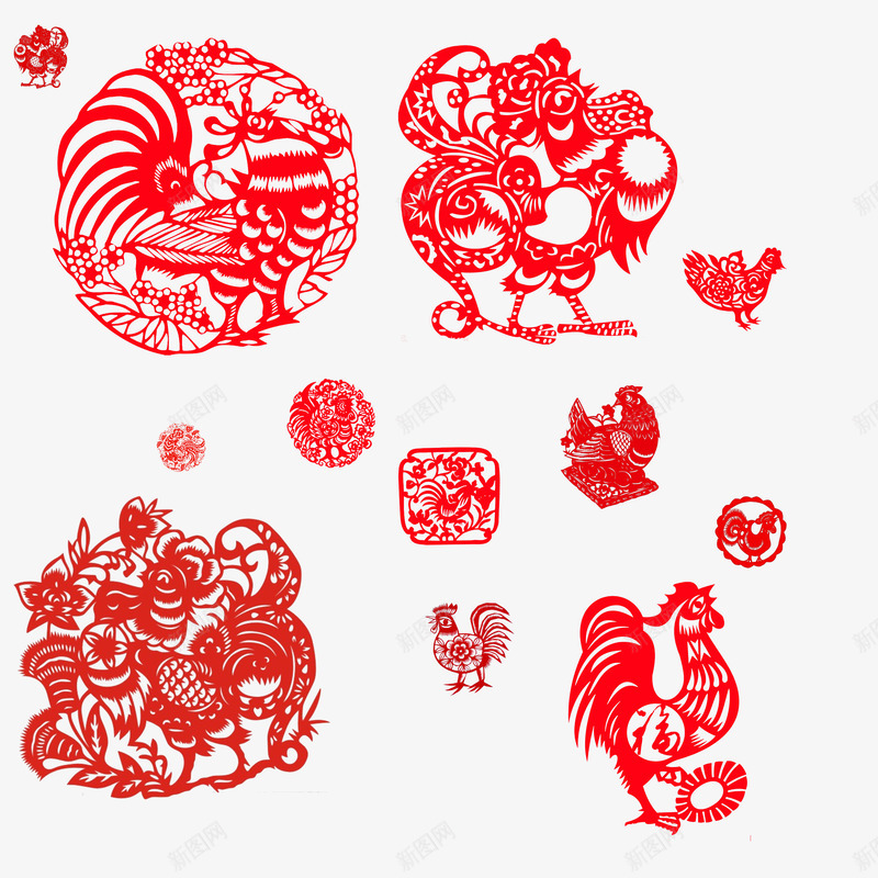 鸡年剪纸psd免抠素材_88icon https://88icon.com 新年 素材 美图 节日