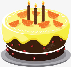 橙子装饰生日蛋糕矢量图素材
