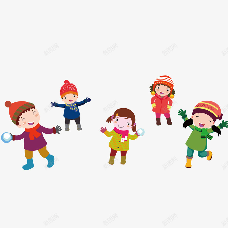 快乐玩耍的孩子们png免抠素材_88icon https://88icon.com 冬日 孩子 帽子 玩耍