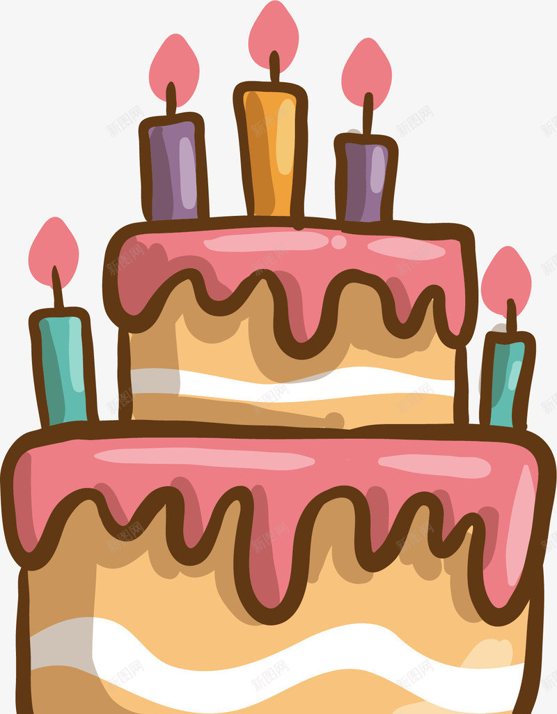 双层生日蛋糕png免抠素材_88icon https://88icon.com 可爱蛋糕 奶油蛋糕 生日蛋糕 生日蜡烛 矢量素材