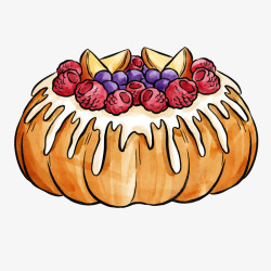 水彩风手绘生日冬瓜造型水果蛋糕素材