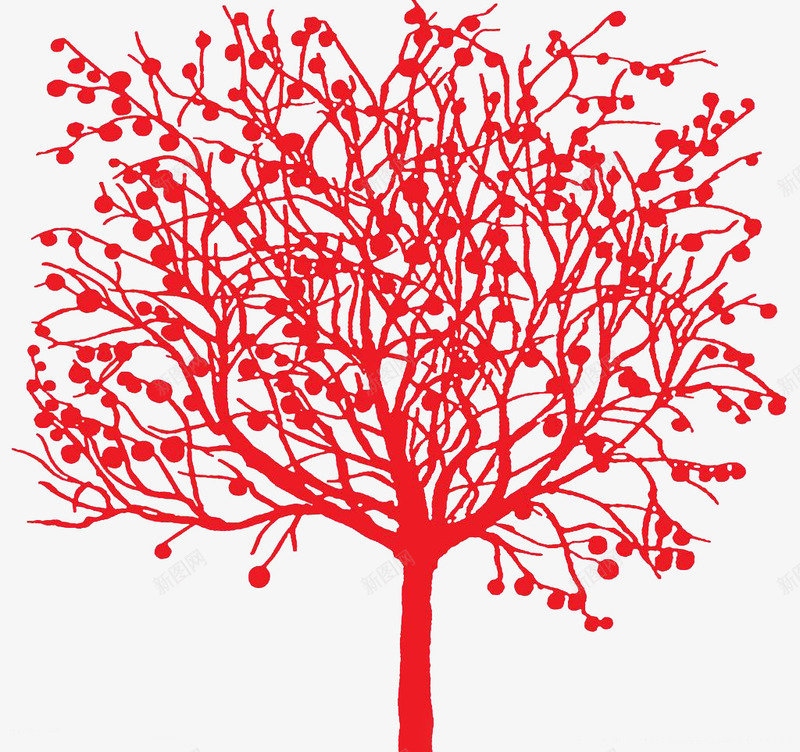 红色剪纸树png免抠素材_88icon https://88icon.com 剪纸 剪纸树 树 红色