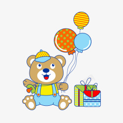 卡通可爱小熊生日氛围矢量图素材