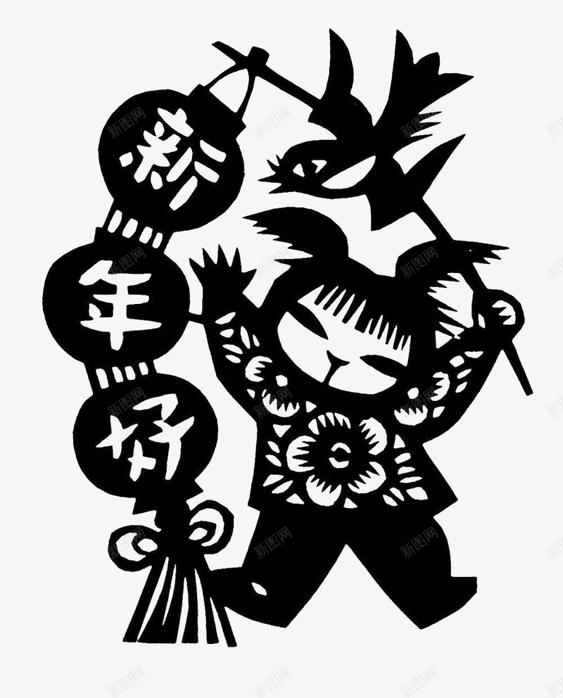 中国风人物新年好传统艺术镂空剪png免抠素材_88icon https://88icon.com 中国风 人物 传统艺术 剪纸素材 新年好 镂空