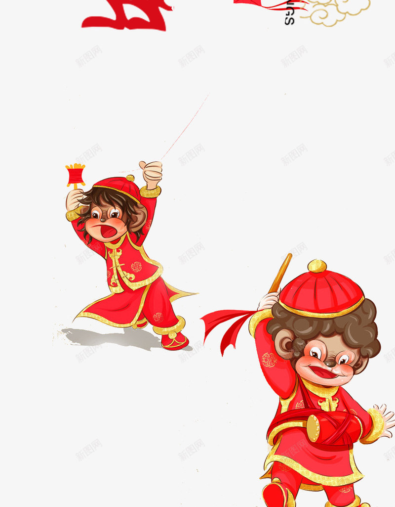 新年舞狮子中国结剪纸猴子集合png免抠素材_88icon https://88icon.com 中国结 剪纸 新年 狮子 猴子 集合