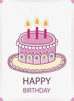 紫色卡通生日蛋糕矢量图素材