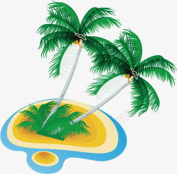 卡通夏日沙滩椰子树海边素材