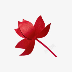 春节红色花朵剪纸素材