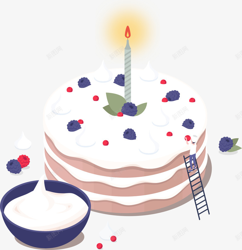 生日蛋糕上的梯子png免抠素材_88icon https://88icon.com 动漫动画 卡通手绘 梯子 生日蛋糕 蜡烛 装饰图