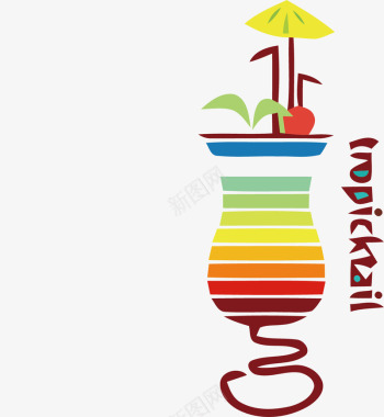 创意彩色logo彩虹杯子饮品厨房logo矢量图图标图标