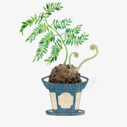 卡通手绘植物盆栽素材