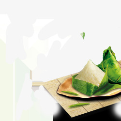 绿色艺术手绘粽子节日素材