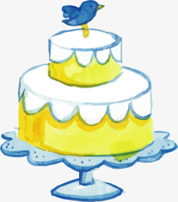 手绘风黄色的蛋糕矢量图素材