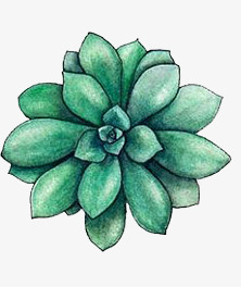 手绘绿色莲花装饰素材