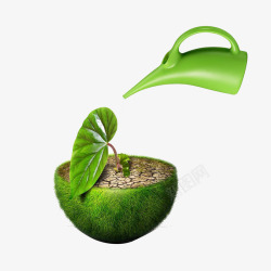 浇灌球上的植物低碳环保植树造素材