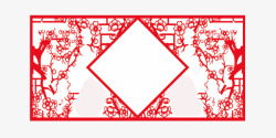 中国风红色剪纸边框素材