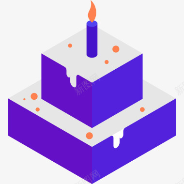 紫色立体生日蛋糕元素矢量图图标图标