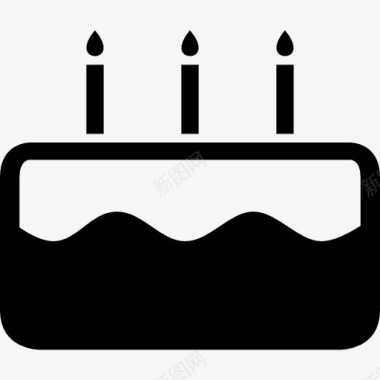 生日蛋糕三燃烧的蜡烛图标图标