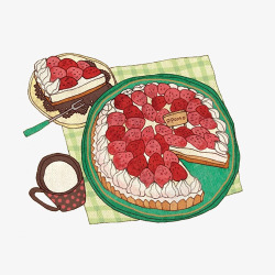 草莓生日蛋糕手绘画片素材