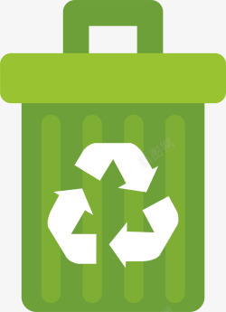绿色扁平回收垃圾桶素材