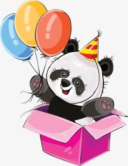 生日礼盒卡通熊猫矢量图素材