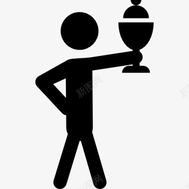 抱着酒杯的人站着的人抱着嬉戏的奖杯图标图标
