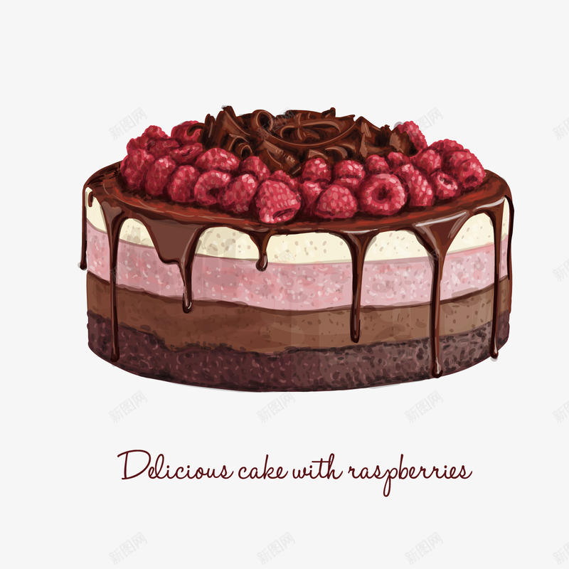 多层蔓越莓蛋糕水彩矢量图ai免抠素材_88icon https://88icon.com 多层 巧克力 水果多 甜美 生日 精美 蔓越莓 蛋糕 矢量图