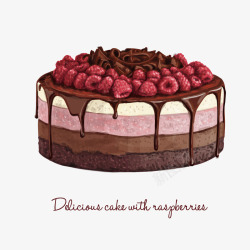 多层蔓越莓蛋糕水彩矢量图素材