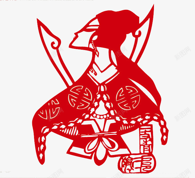 红色剪纸人物png免抠素材_88icon https://88icon.com 中国风 剪纸 剪纸人 红色 装饰