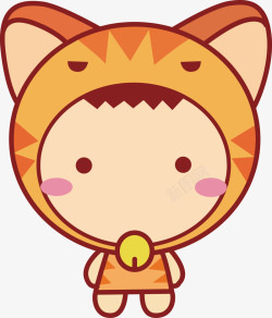 黄色小猫男孩子卡通q版素材