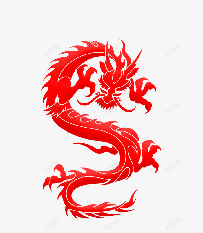 简约经典中国龙剪纸广告png免抠素材_88icon https://88icon.com 中国龙 剪纸样式 剪纸设计 广告设计 海报设计 红色中国龙