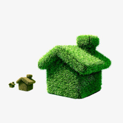环保绿草房屋素材