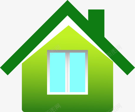 卡通绿色房子图矢量图图标图标