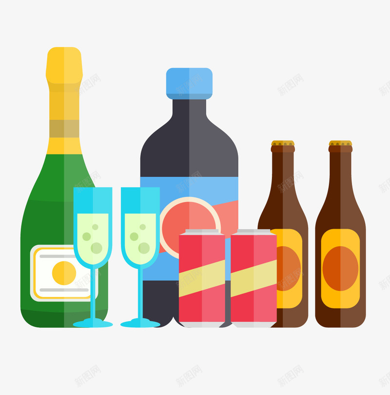 生日香槟酒酒杯矢量图ai免抠素材_88icon https://88icon.com 生日矢量 酒杯 香槟酒 矢量图