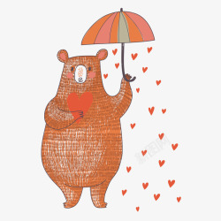 打伞的小熊可爱小熊手绘矢量图高清图片