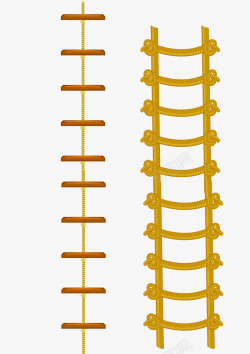 姜黄色木板梯子姜黄色绳梯矢量图高清图片