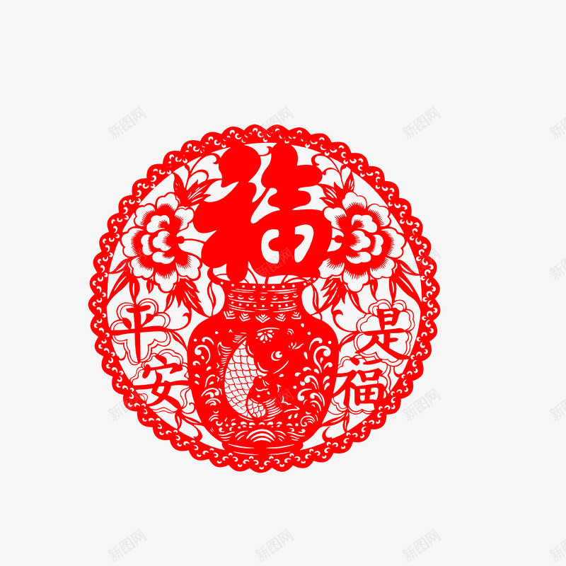 福字剪纸png免抠素材_88icon https://88icon.com 中国风 好看的剪纸 平安是福 福字剪纸 红色