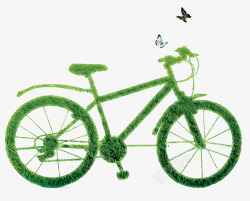 绿草自行车绿草出行素材