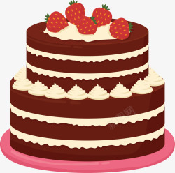 双层生日蛋糕草莓装饰生日蛋糕矢量图高清图片