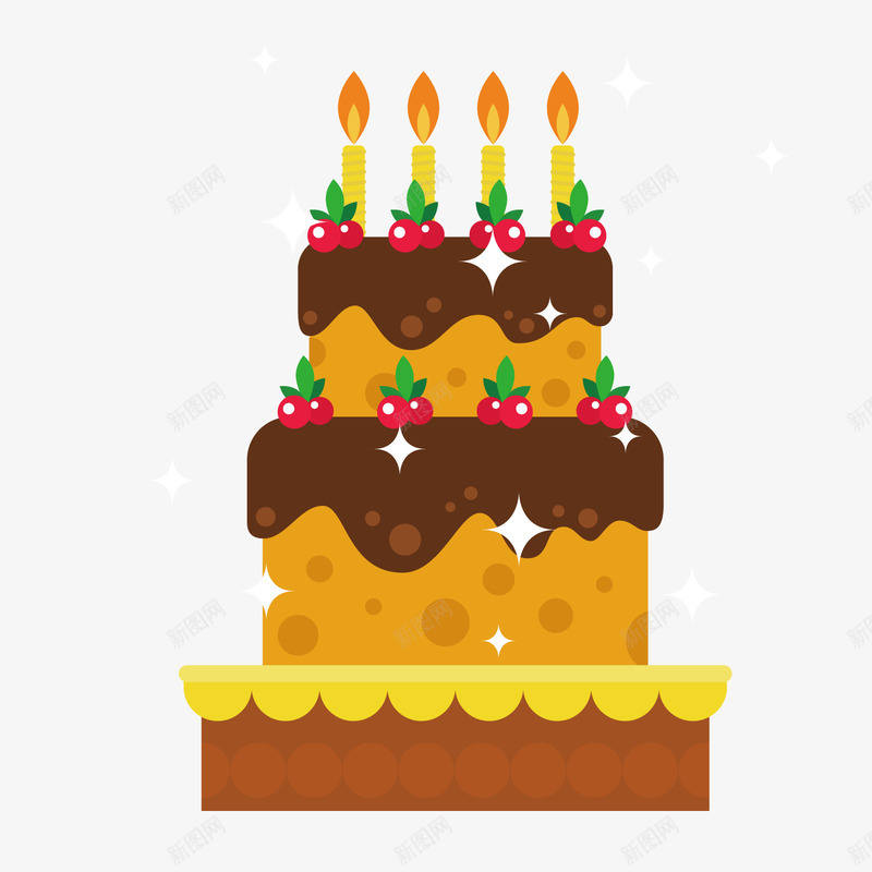 手绘三层生日蛋糕png免抠素材_88icon https://88icon.com 三层蛋糕 巧克力蛋糕 手绘蛋糕 生日蛋糕 生日蜡烛 蛋糕 食物