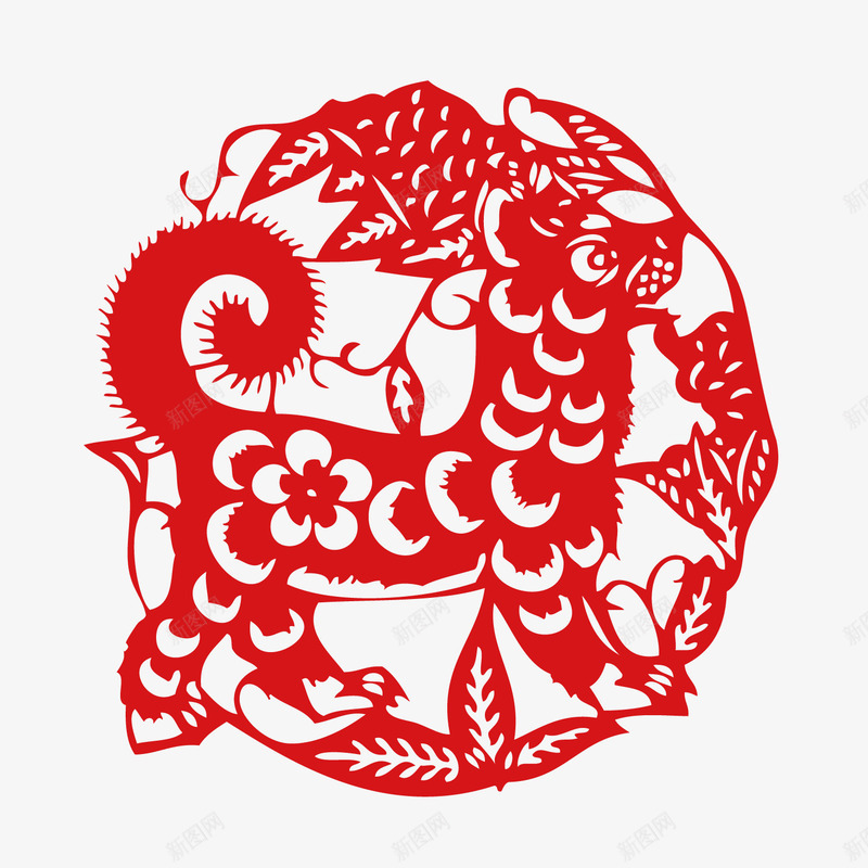 卡通红色狗年剪纸png免抠素材_88icon https://88icon.com 新年剪纸 春节剪纸 狗年剪纸 红色剪纸 背景装饰