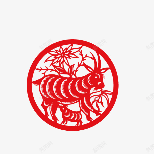 剪纸十二生肖羊png免抠素材_88icon https://88icon.com 剪纸 十二生肖 羊