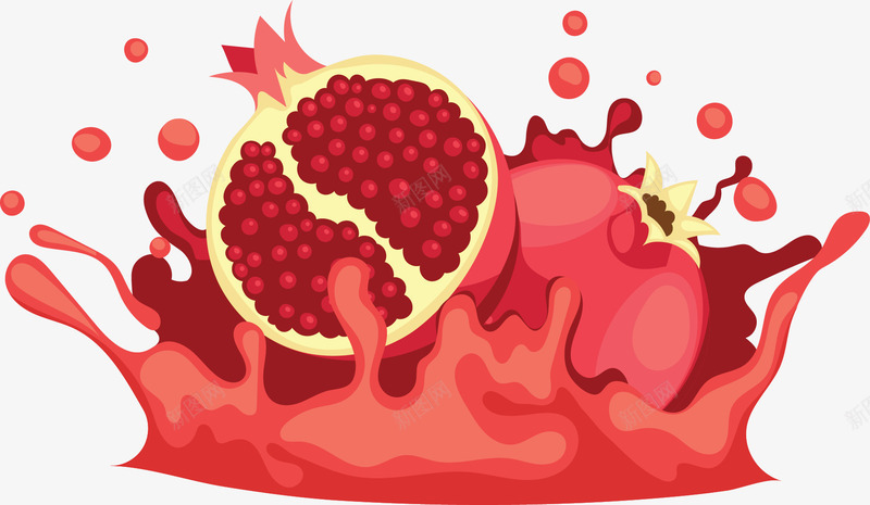 新鲜夏日石榴果汁矢量图ai免抠素材_88icon https://88icon.com 夏日果汁 果汁 矢量png 石榴 石榴汁 鲜榨果汁 矢量图