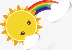 阳光画画彩虹装饰矢量图素材