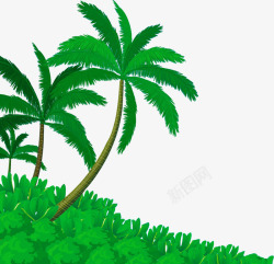 插画椰子树效果夏日沙滩素材