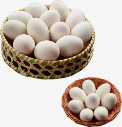 两筐白色土鸭蛋产品展示图素材
